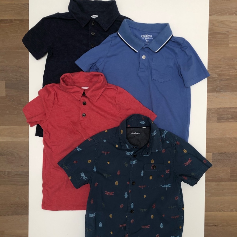 Lot of toddler boy polo & button down shirts - 5t